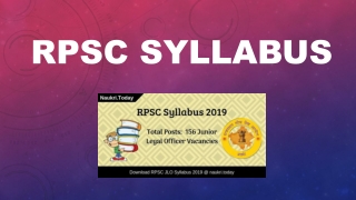 RPSC Syllabus 2019 Download For 156 Jr. Legal Officer Exam Pattern