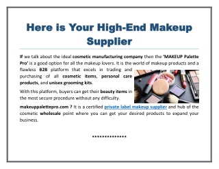 Private Label Makeup Supplier