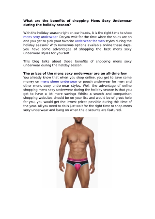 What are the benefits of shopping Mens Sexy Underwear during the holiday season?