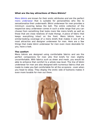 What are the key attractions of Mens Bikinis?