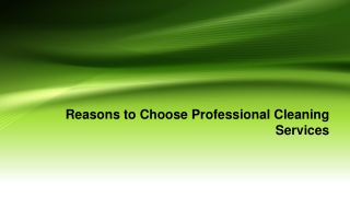 Reasons to Choose Professional Cleaning Services