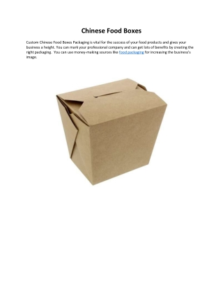 Chinese Food Boxes - Custom Packaging Pro