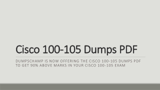 Now Success Is Guarantee With Cisco 100-105 Dumps PDF