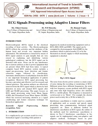 ECG Signals Processing using Adaptive Linear Filters