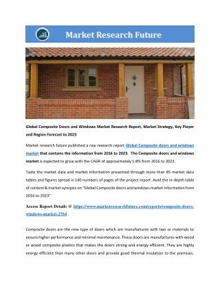 Global Composite doors and Windows Market Research Report - Forecast to 2023