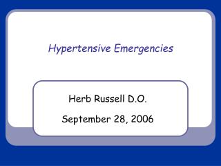 Hypertensive Emergencies