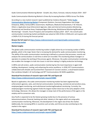 Audio Communication Monitoring Market Is Driven By Increasing Number of BPOs Across The Globe