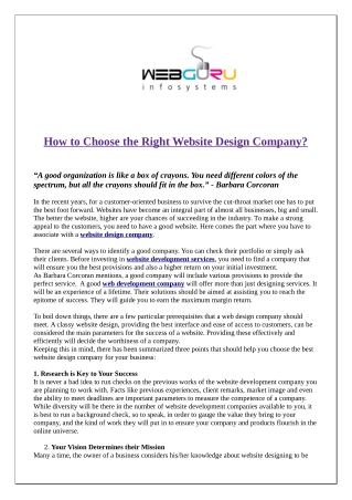 How to Choose the Right Website Design Company?