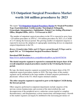 US Outpatient Surgical Procedures Market worth 144 million procedures by 2023