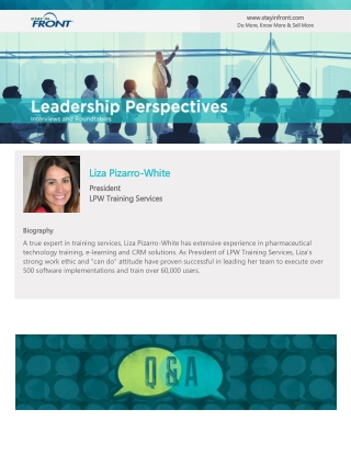 StayinFront Leadership Perspective Roundtable Interview with Liza Pizarro-White