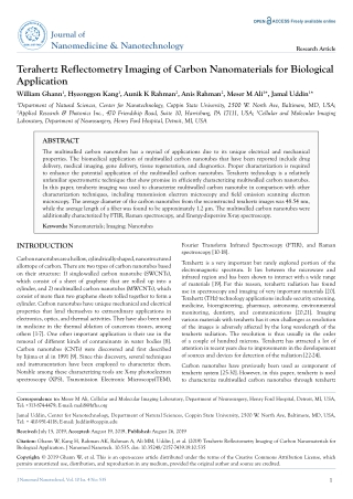 Terahertz Reflectometry Imaging of Carbon Nanomaterials for Biological Application