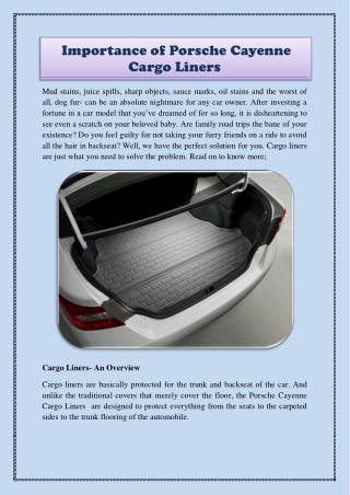 Importance of Porsche Cayenne Cargo Liners