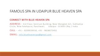 FAMOUS SPA IN UDAIPUR BLUE HEAVEN SPA