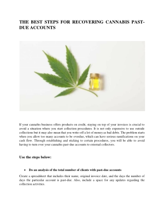 THE BEST STEPS FOR RECOVERING CANNABIS PAST-DUE ACCOUNTS