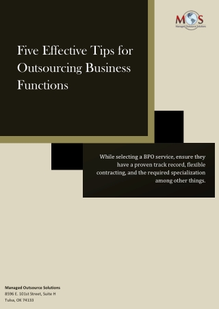 Five Effective Tips for Outsourcing Business Functions