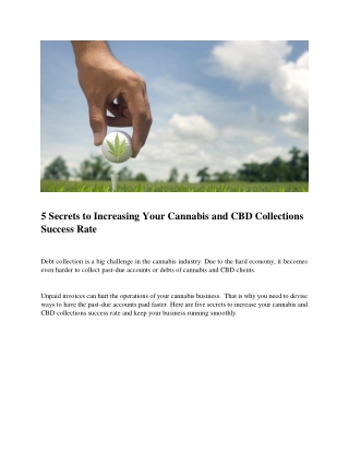 5 Secrets to Increasing Your Cannabis and CBD Collections Success Rate