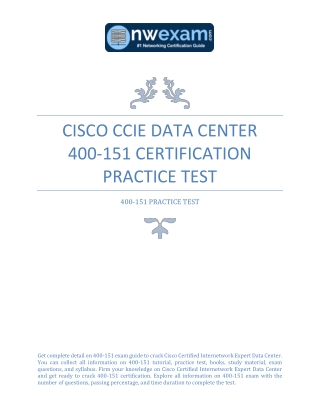 CISCO CCIE DATA CENTER 400-151 CERTIFICATION PRACTICE TEST 400-151 PRACTICE TEST