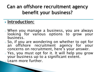 IMSPeople - Can an offshore recruitment agency benefit your business?