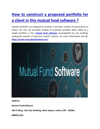 How to construct a proposed portfolio for a client in this mutual fund software ?