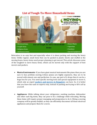 List of Tough-To-Move Household Items