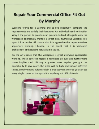 Repair Your Commercial Office Fit Out By Murphys Remedial Builders
