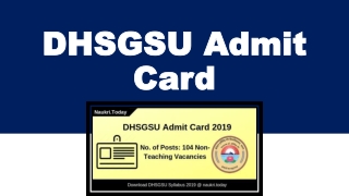 DHSGSU Admit Card 2019 For Non-Teaching Posts | DHSGSU Exam Date