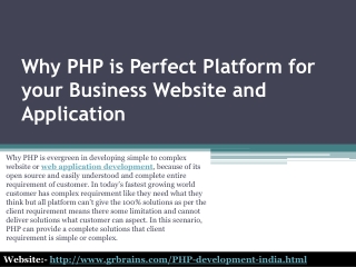 Why PHP is Perfect Platform for your Business WebsiteandApps
