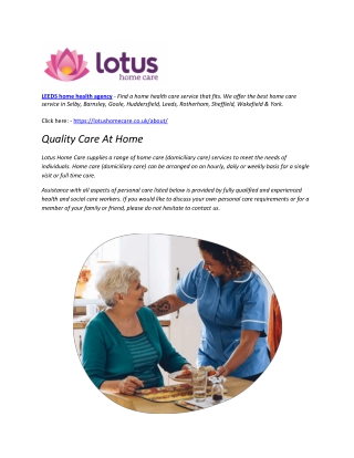 LEEDS home health agency UK