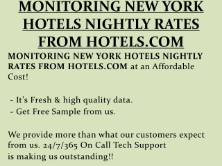 MONITORING NEW YORK HOTELS NIGHTLY RATES FROM HOTELS.COM