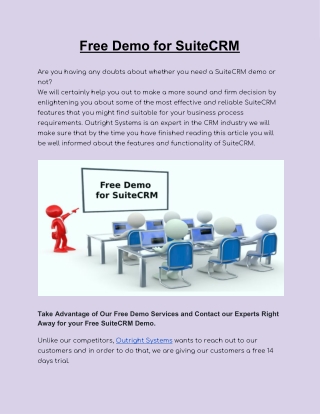 SuiteCRM Demo: 14 Days Free Trial | Outright Store