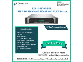 HPE DL380 GEN10 3106 1P 16G 8LFF Server