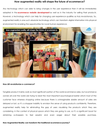 How augmented reality will shape the future of ecommerce?