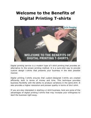 Welcome to the Benefits of Digital Printing T-shirts