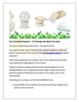 Eco friendly Products – The Initial Step to Save Mother Earth! |