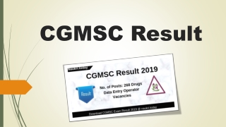 CGMSC Result 2019 Download Drugs Data Entry Operator, Cut off Marks