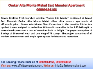 Omkar Group Fresh Launched 09999684166 Alta Monte Malad Mumb