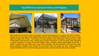Top Differences between Patios and Pergolas