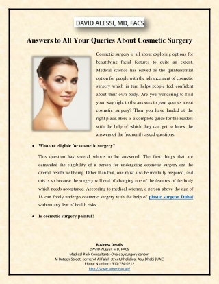 Answers to All Your Queries about Cosmetic Surgery