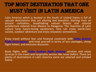 Top Most Destination that One Must Visit in Latin America