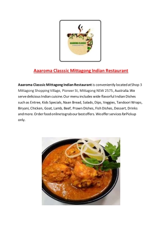 15% Off - Aaaroma Classsic Mittagong Indian Restaurant-Mittagong - Order Food Online