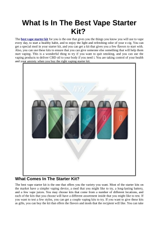 What Is In The Best Vape Starter Kit?