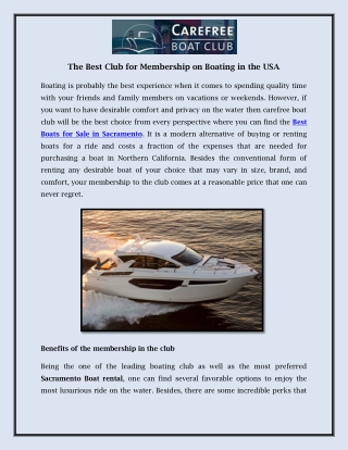 The Best Club for Membership on Boating in the USA