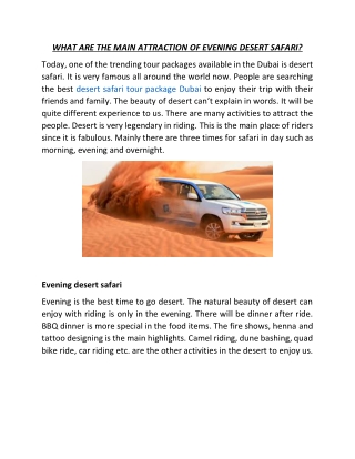 WHAT ARE THE MAIN ATTRACTIONS OF EVENING DESERT SAFARI?