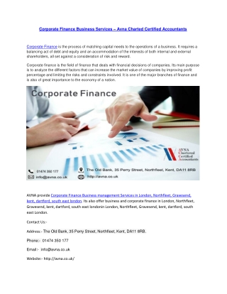 Corporate Finance Business Services in London, Northfleet, Gravesend