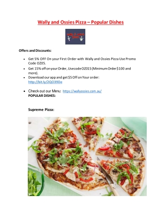 Wally and Ossies Pizza Menu – 5% off – Pizza Restaurant in Campsie