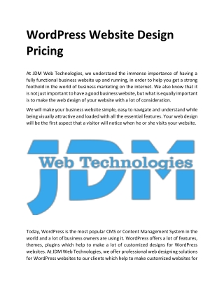 WordPress Website Design Pricing