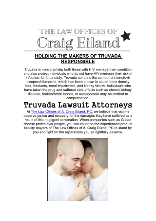 Truvada Lawsuit attorney