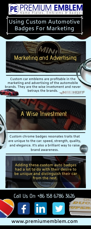 Benefit Of Using Custom Car Emblems | Premium Emblem Co Ltd