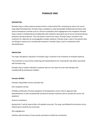 Pomalex 2mg capsule - Pomalidomide | Myapplepharma