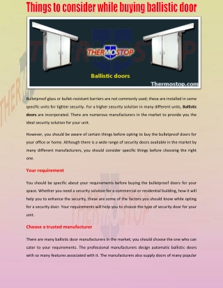 Ballistic doors